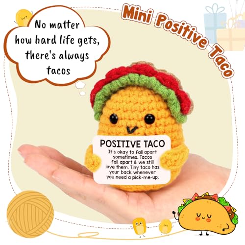 Positive Crochet Taco Christmas Birthday Gifts for Women Men Self Care Card Teacher Back to School Fall Decoration for Home Adult Kids Son Mom Dad Daughter Sister Friend Coworkers Inspirational Gift - style: Pick-me-up