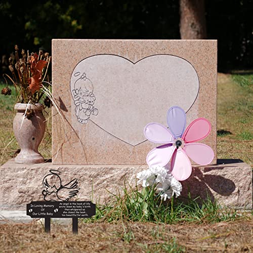 Memorial Stakes Grave Decoration, Baby Style, Metal, 13.19 x 11.81 x 0.04 inches/ 33.5 x 30 x 0.1 cm, Waterproof, Garden Cemetery Decorations for Grave Yard - style: Angel Baby