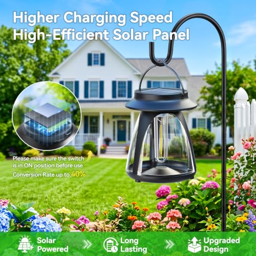 Outdoor Hanging Solar Lanterns, IP65, 2 Brightness Modes, 2 Pack | Warm white light with 2 brightness modes, 8–12 hour runtime and dusk-to-dawn sensor for patios, porches, yards and camping