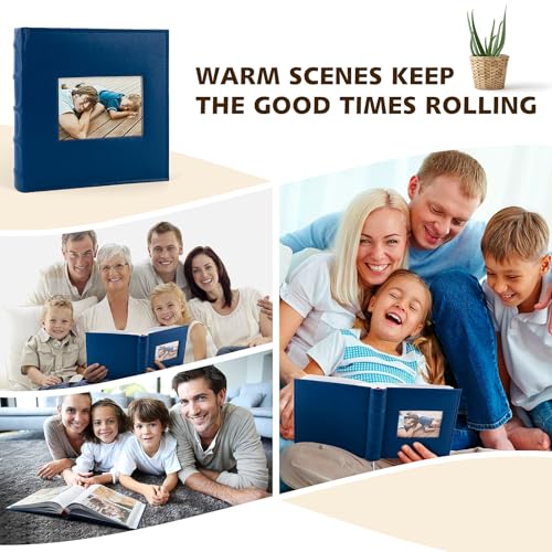 Photo Album Hold 200 4x6 Photos with Front Window for DIY (Blue) - color: Dark Blue