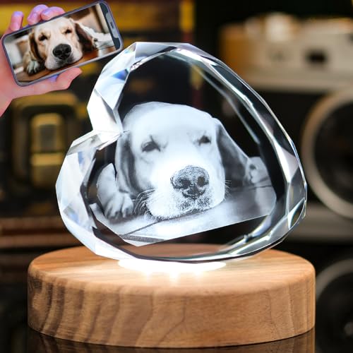 Pet Memorial Gifts for Dogs Cats,Personalized 3D Crystal Dog Memorial,Sympathy Gift for Pet Loss, Remembrance Gift for Pet Lovers - color: Heart B