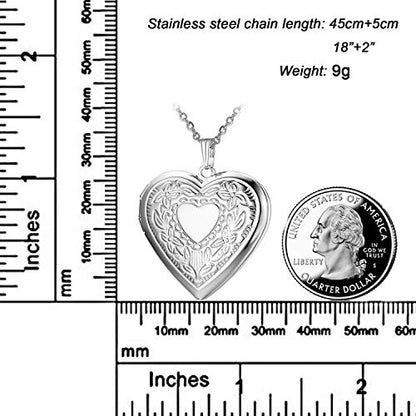 Gold Oval Flower Locket Necklace that Holds Pictures Photo Locket Pendant - color: SilverHeart