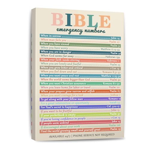 Bible Emergency Numbers Canvas Wall Art Christian Wall Decor Print Vintage Inspirational Faith Art for Living Room, Office, Church, or Room Framed 8 * 12 Inch - color: Bible Emergency Numbers, size: 12"L x 8"W