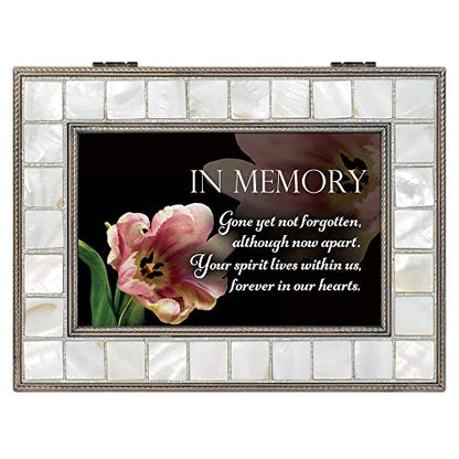Cottage Garden In Memory Mother of Pearl Grey Wood Music Box Plays Wind Beneath My Wings