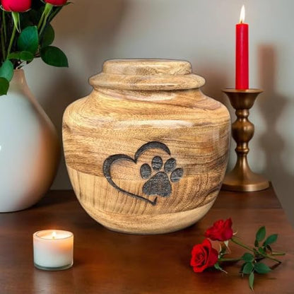 Wooden Urn for Dog Wooden Pet urn Cremation Urn for pet Urns for Dogs Ashes Wooden Pet Urn Box Small Wooden urn (Medium (7" Hx6 Diameter)(110Cu/In)) - size: Medium (7"Hx6"Diameter)(110Cu/In)
