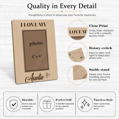 I Love My Auntie Picture Frame 4x6, Farmhouse Wooden Aunt Photo Frame, Aunt Gifts from Niece Nephew, Best Auntie Birthday Christmas for Aunts, Holds(A01) - color: color01