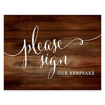 Andaz Press Wedding Party Signs, Rustic Wood Print, 8.5x11-inch, Please Sign our Keepsake Table Sign, 1-Pack, Unframed - color: Please Sign Keepsake