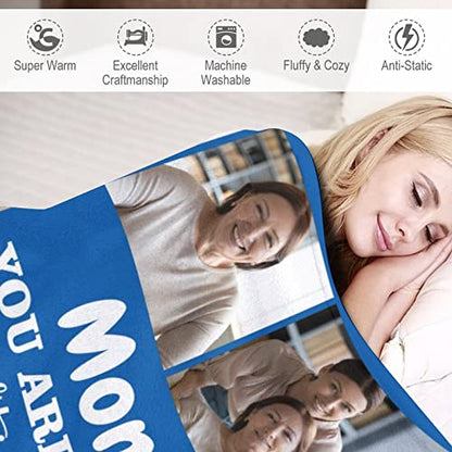 Personalized Blanket for Mom Gift on Mother's Day Birthday, Custom Throws with Picture Text Name, Photo Blankets, Made in USA - color: Design 12