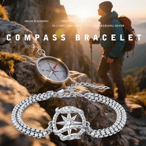 Compass Bracelet/Urn for Women 925 Sterling Silver Compass Bracelet for Graduation Cetic/Birthstone Jewelry Bracelet for Women - style: B04-April