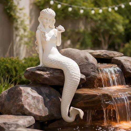 Large Mermaid Garden Statue, 25.6 in DIY Outdoor Sculpture Figurines - color: Mermaid-25.6"