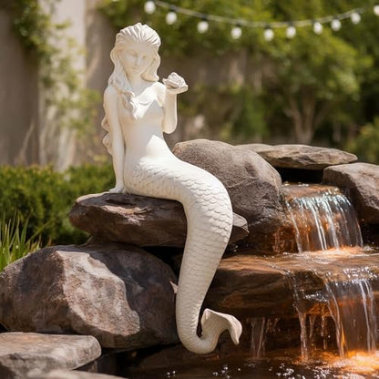 Large Mermaid Garden Statue, 25.6 in DIY Outdoor Sculpture Figurines - color: Mermaid-25.6"