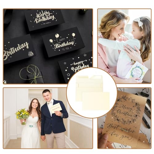 Silunkia 20 Packs Cream Blank Flat Note Cards and Envelopes 5 x 7 | Heavyweight Single Panel Cardstock and A7 Envelopes Printable Self Seal for Wedding Invitations, Thank You Cards - color: Cream, size: 5x7-20pcs
