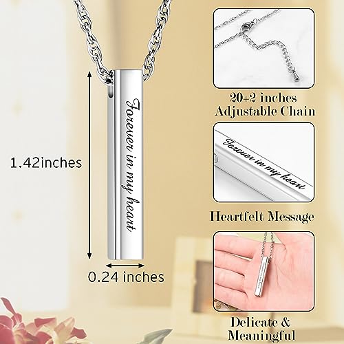 abooxiu Urn Necklace for Human Ashes Cremation Jewelry for Ashes Stainless Steel Keepsake Ashes Necklace Memorial Urn Jewelry Pendant for Women Men - Forever in my heart - style: Silver
