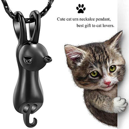 Imrsanl Pet Cremation Jewelry for Ashes Cat Urn Necklace - color: Black