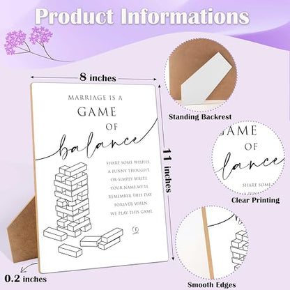 Wedding Guest Book Alternative Sign, 8×11 Inches Wooden Sign With Stand, Jenga Guestbook Sign, Minimalist Tabletop Decor for Bridal Shower, Wedding Reception, Event Party Favor Supplies-9 - style: Modern