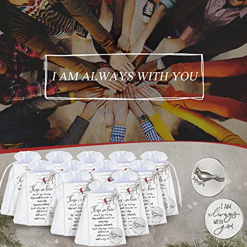 Fumete 50 Set Cardinal Memorial Coins Angel Sign Gifts Set Celebration of Life Decoration Include Cardinal Funeral Pocket Token Memorial Sign Poem Cards White Organza Bags for Funeral Memory Presents
