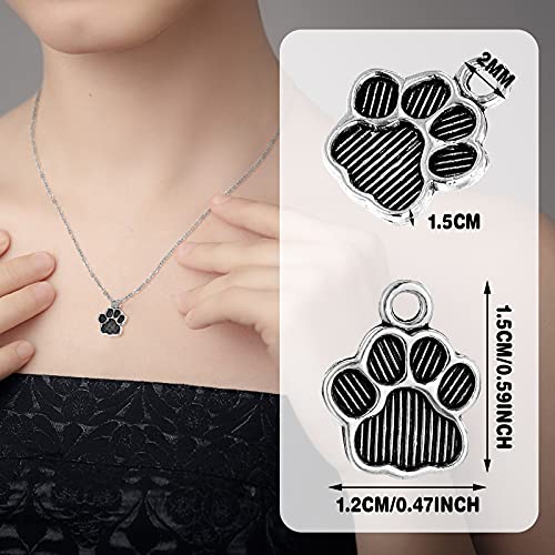 Junkin 120 Pieces Dog Paw Print Charms Animal Footprint Pendants 15x12 mm Metal Puppy Prints Charms for Jewelry Making DIY Necklace Bracelet(Ancient Silver)
