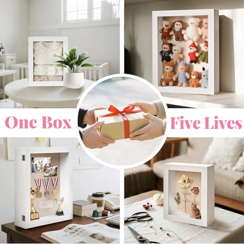 HOUSE DAY 8x10 Deep Shadow Box Frame with Linen Back, White - color: White, size: 8x10