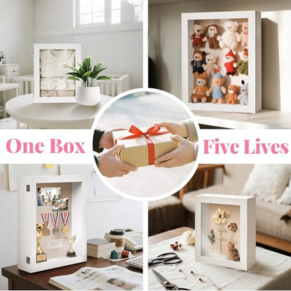 HOUSE DAY 8x10 Deep Shadow Box Frame with Linen Back, White - color: White, size: 8x10