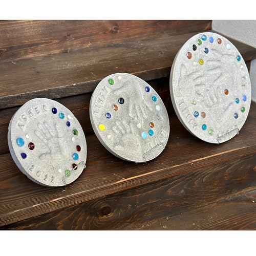 Large DIY Stepping Stone Kit, Handprint Stepping Stone, Mother's Day Gift, Footprint Stepping Stone (12 inch) - size: 12 Inch No Stamp