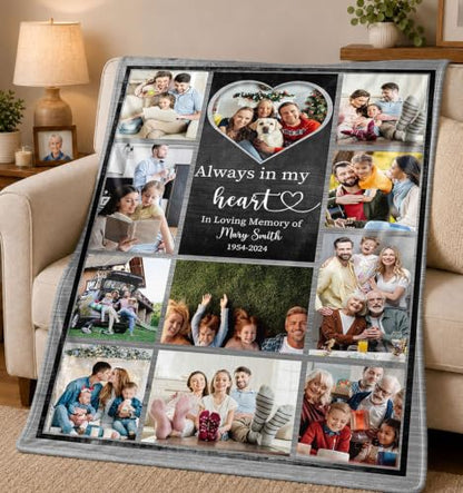 Personalized Memorial Picture Blanket Custom Hug from Heaven Sympathy Gift | HD Printing Flannel Throw Blanket for Grief and Remembrance Loss of Mother Father - color: Design 11