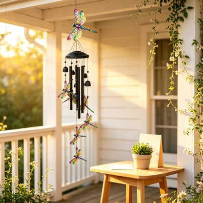 Wind Chimes for Outside, Dragonfly Garden Windchimes Memorial Windchimes - color: Colorful Dragonfly Wind Chimes