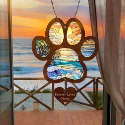 Personalized Dog Memorial Suncatcher, Paw Suncatcher Remembrance Gift, Engraved Pet Memorial Ornament, Pet Sympathy Keychain, Loss of Animal Sympathy Card, Rainbow Bridge Dog Loss Gift - color: 20. Custom #20