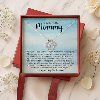 A Letter To My Mommy, Miscarriage Necklace From Angel, Memorial Gift For Loss, Remembrance Gift, Loss Necklaces For Grieving Mom, Miscarriage Memorial Sympathy Gifts For Mother