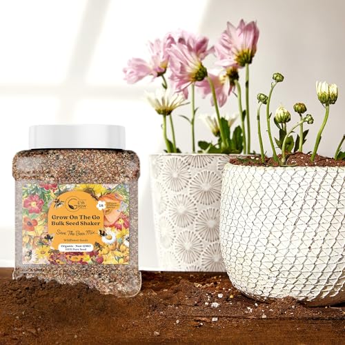 Wildflower Seed Mix 1LB Tub - Save The Bees Seed Mix, by GevaGrow | Bulk 300,000+ Seeds | Pollinator & Bee Attracting Flower Seeds Bulk for Planting in Pots & Outdoor Gardens | 1 Pound Tub - size: 1 Pound Tub, style: Save The Bees Mix