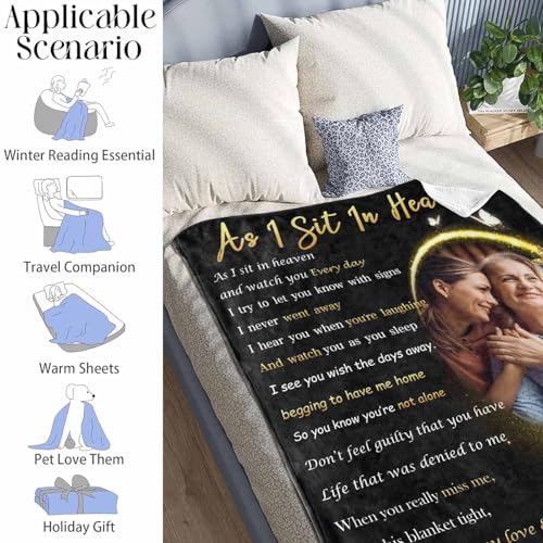 Custom Memorial Blanket with Photo - Sympathy Gift for Loss of Loved One - color: Style 13