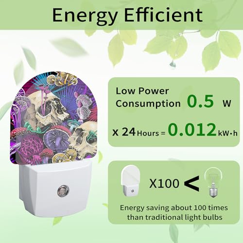 Purple Skeleton Skulls Night Light, Night Light Plug into Wall with Dusk to Dawn Sensor, LED Lamp Energy Saving Lights for Men Women Boys Girls,Lamp for Bedroom Bathroom Hallway - color: Skeleton Skulls