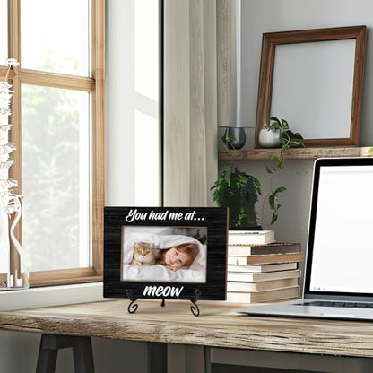 Yuansail You Had Me At Meow - Cat Picture Frame, Pet Lover Gifts Pet Memorial Gift, Cat Gifts For Women Men Friend, Photo Gift For Birthday Keepsake, 4x6 Picture Frame Wood Vertical -94 - color: paw-07