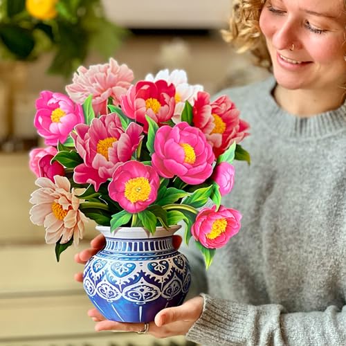 Freshcut Paper Peony Paradise 13 Inch Life-Sized 3D Pop Up Card – Birthday, Mothers Day, Thank You, Gifts for Mom and Her – Includes Notecard and Envelope (Pack of 3) - color: Peony Paradise, size: Classic (Pack of 3)