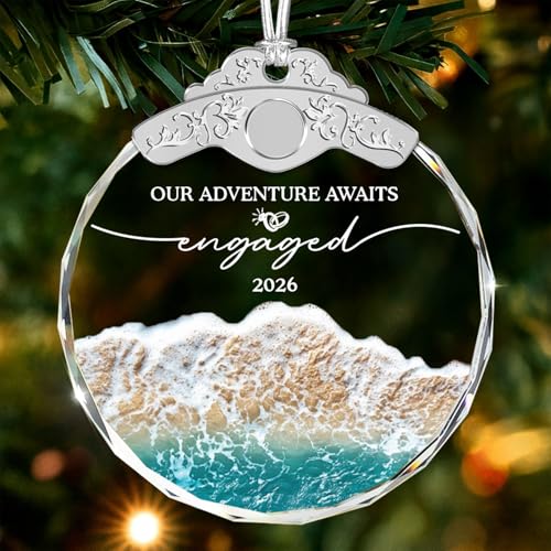 Engagement Ornament - Our Adventure Awaits Engaged 2026 - Valentine Gifts for Women - Engaged Gifts for Couples, Romantic Keepsake for Fiancé - Love Commitment Gift - Meaningful Relationship - color: Adventure Awaits 2026