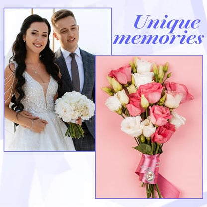 Wedding Bouquet Photo Charm, Lacy Oval Glass Picture Frame Memory Pin - color: Silver