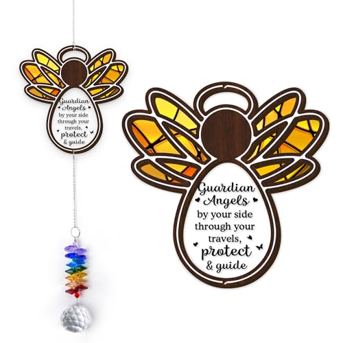 2 Layered Ornament Suncatcher - Guardian Angel Ornament - Unique Keepsake - Sympathy Presents - Rainbow Remembrance - Mother's Day Father's Day Birthday Gifts for Women, Men - color: Guardian Angel