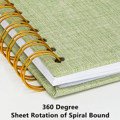 Scrapbook Photo Album, Linen Covered, 10x10 Inches, 40 Sheets/80 Pages | Hardcover Kraft White Pages, Wedding Guest Book, Travel Memory Book, Christmas, Baby Shower Keepsake, Family Album - color: GrassGreen, size: 10x10 Inch 80 Pages