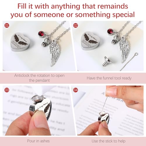 Ecation 18 Pcs Small Cremation Urns and Ashes Necklace Set, Red - color: Red