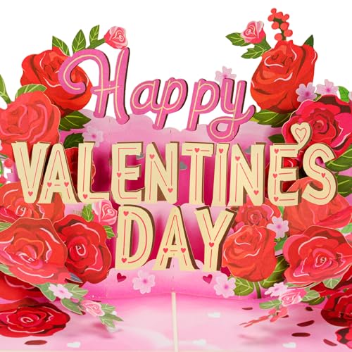 Paper Love Happy Valentine's Day Card, 3D Pop Up Valentine Cards - 5" x 7" Cover - Includes Envelope and Removable Note Card - color: Happy Valentines Roses