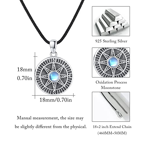 MEDWISE 925 Sterling Silver Locket Necklace That Holds Pictures Photo Necklace Oxidized Rose Flower/Sunflower/Compass/Celtic Heart Pendnat Lockets Gifts for Women Birthday Christmas Gifts - style: A-Compass Locket