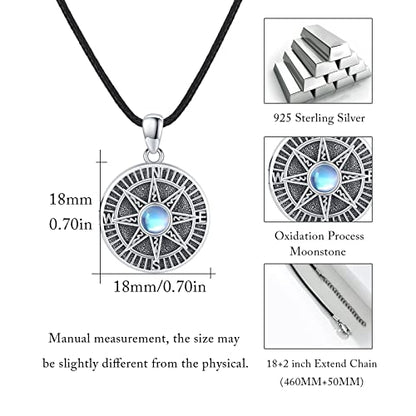 MEDWISE 925 Sterling Silver Locket Necklace That Holds Pictures Photo Necklace Oxidized Rose Flower/Sunflower/Compass/Celtic Heart Pendnat Lockets Gifts for Women Birthday Christmas Gifts - style: A-Compass Locket