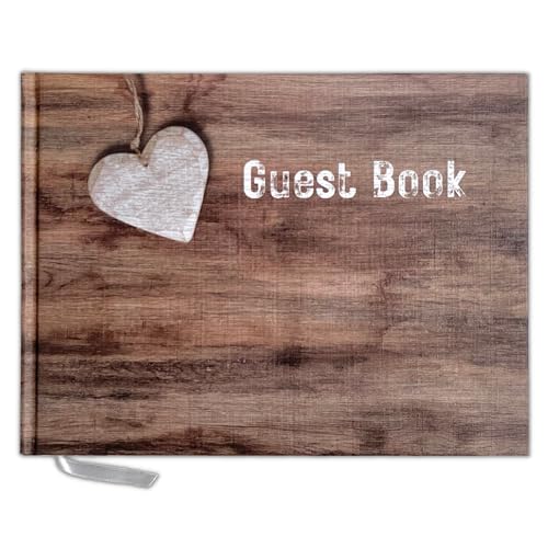 Rustic Guest Book for Wedding, Funeral, Memorial | Guest Book for Funeral Hardcover | Guestbook for Sign in, Celebration of Life Memorial Service | Guest Sign Book with Memory Table Card Sign Included