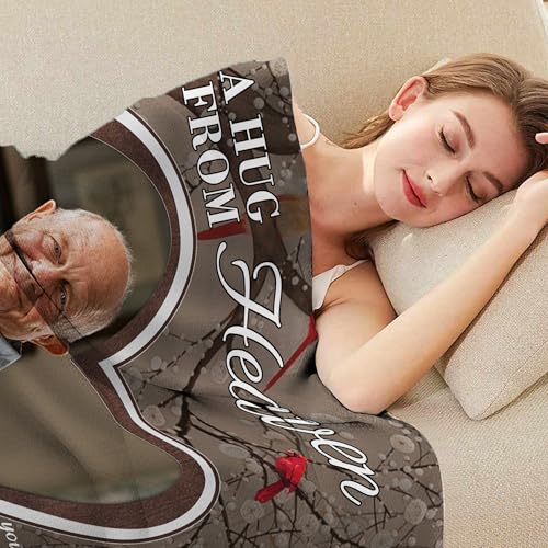 Custom Photo Memorial Blanket for Dad Mom Daughter Son Friend Sister - color: A Hug from Heaven 3