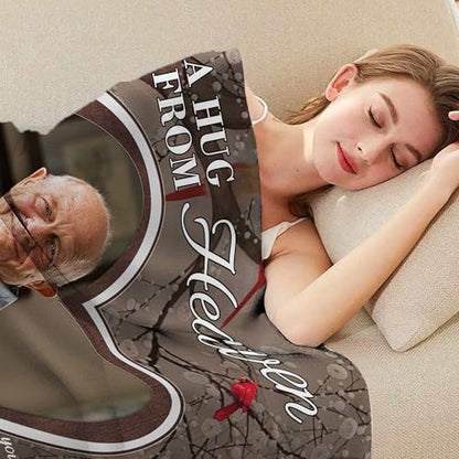 Custom Photo Memorial Blanket for Dad Mom Daughter Son Friend Sister - color: A Hug from Heaven 3