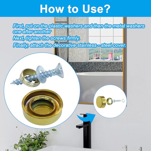 Decorative Screw Covers, 16mm, Gold, 24 Pack - size: 16mm-24 Pack-Gold