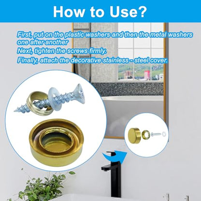 Decorative Screw Covers, 16mm, Gold, 24 Pack - size: 16mm-24 Pack-Gold