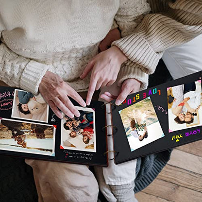 Family Scrapbook Album Photo Scrapbook Albums | Premium Wooden Family Photo Album Kit with 100 Pages Family Tree Memory Scrap Book for Grandma Mom Gift Baby Shower - color: Family Scrapbook