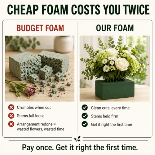 Florables Wet Floral Foam Blocks (5.5" L x 3.1" W x 1.7" H, Pack of 8) – Green Foam for Flower Arrangements, Floral Foam Base & Bouquet Foam for Fresh Flowers, Wedding Flower Arranging Supplies - size: Small Pack of 8