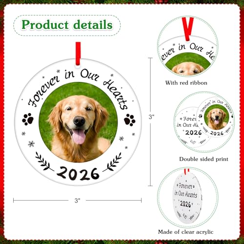 WaaHome Picture Frame Dog Memorial Christmas Ornaments 2026 for Loss of Dog | Dog Memorial Gifts, Personalized Photo Pet Memorial Ornaments for Christmas Tree, Pet Remembrance Gifts for Loss of Dogs