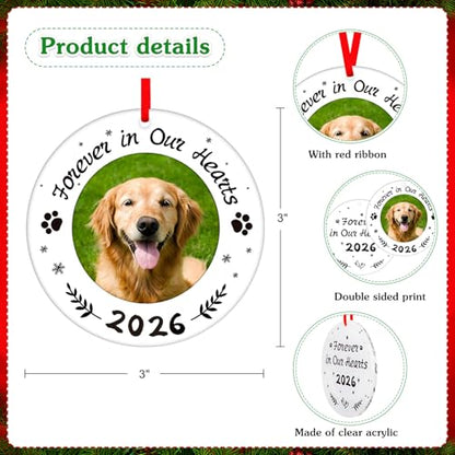 WaaHome Picture Frame Dog Memorial Christmas Ornaments 2026 for Loss of Dog | Dog Memorial Gifts, Personalized Photo Pet Memorial Ornaments for Christmas Tree, Pet Remembrance Gifts for Loss of Dogs